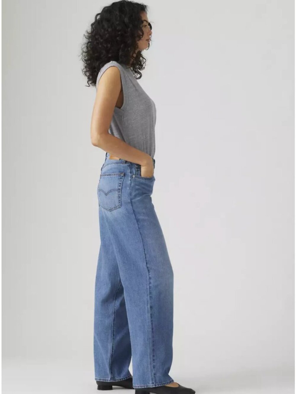Levi's 30x30 Premium Baggy Dad Linen+Denim Lightweight Women's Jeans Heavy ChecK - Picture 4 of 8